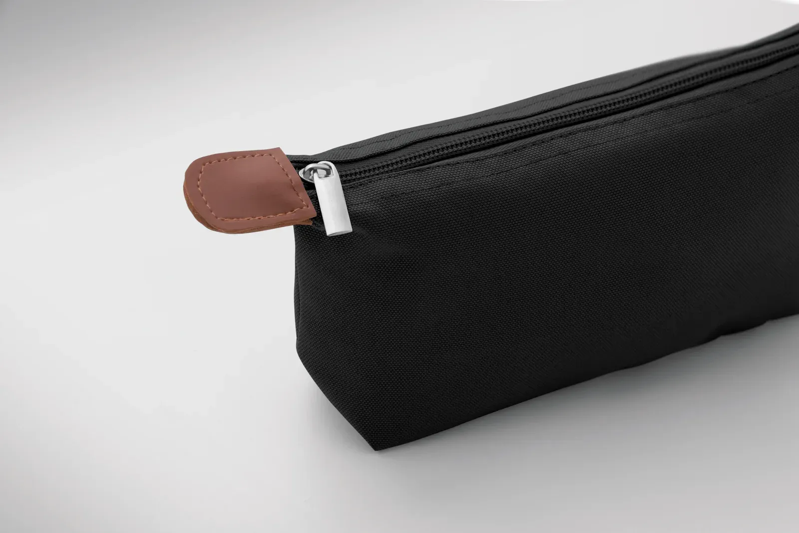 Vanity RPET Cosmetic Bag Brown PU Detail — Black