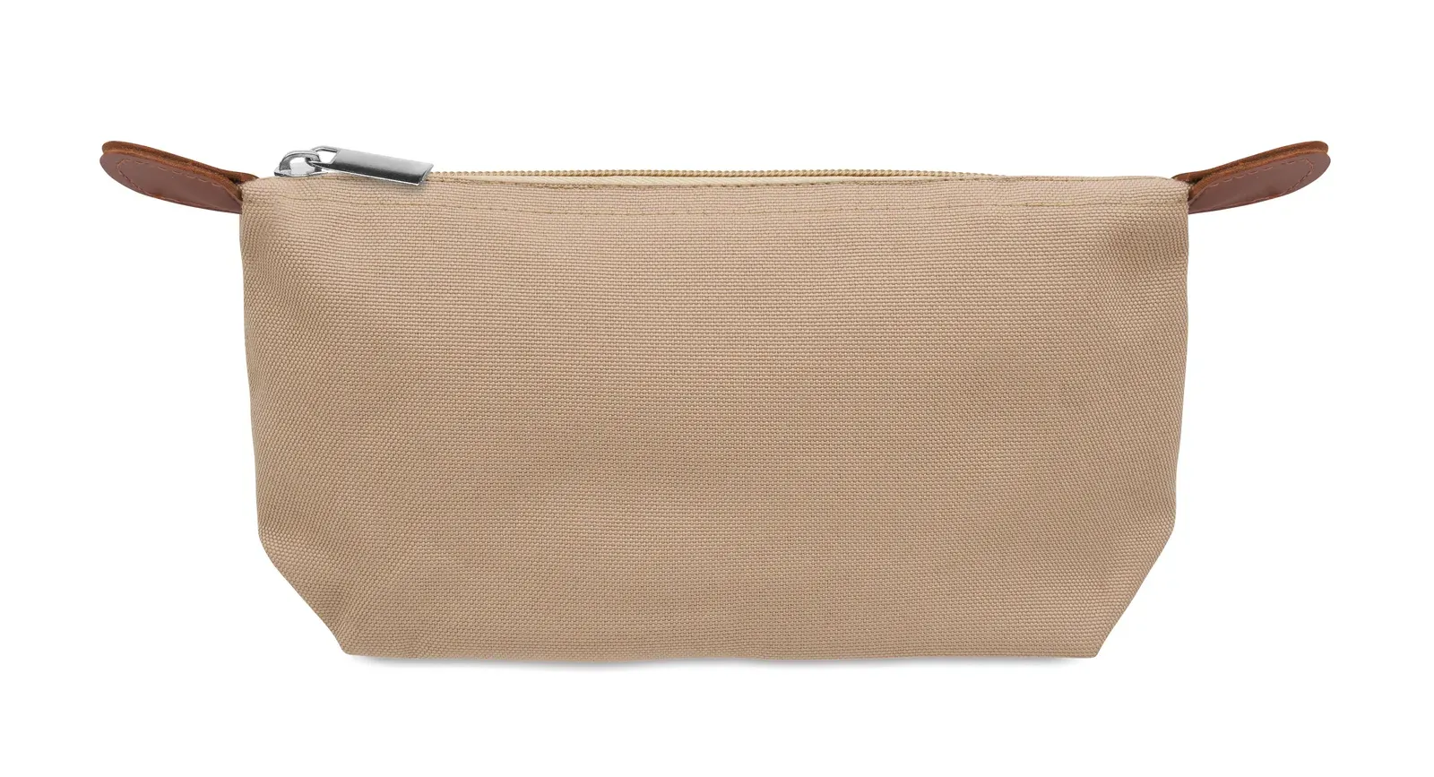 Vanity RPET Cosmetic Bag Brown PU Detail — Khaki
