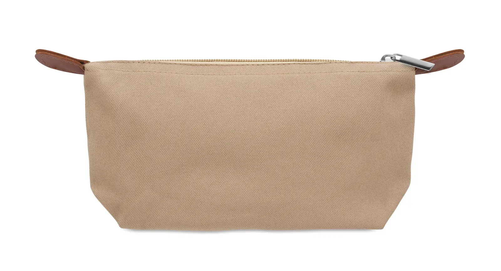 Vanity RPET Cosmetic Bag Brown PU Detail — Khaki