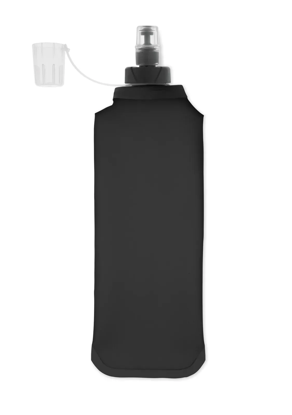 Biter – Collapsible Silicone Bottle with Stainless Steel Lid and Aluminium Carabiner — Black