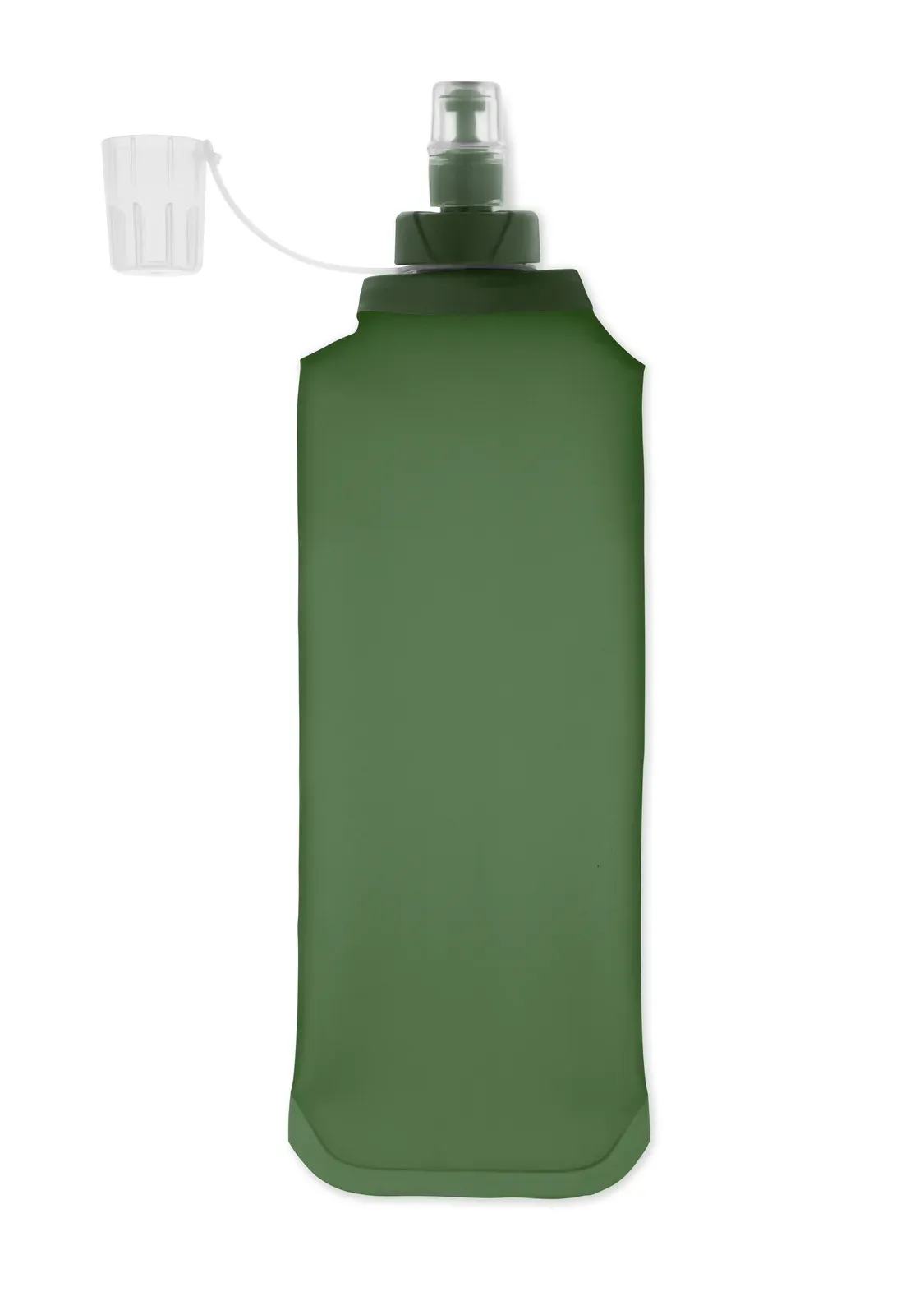 Biter – Collapsible Silicone Bottle with Stainless Steel Lid and Aluminium Carabiner — Green