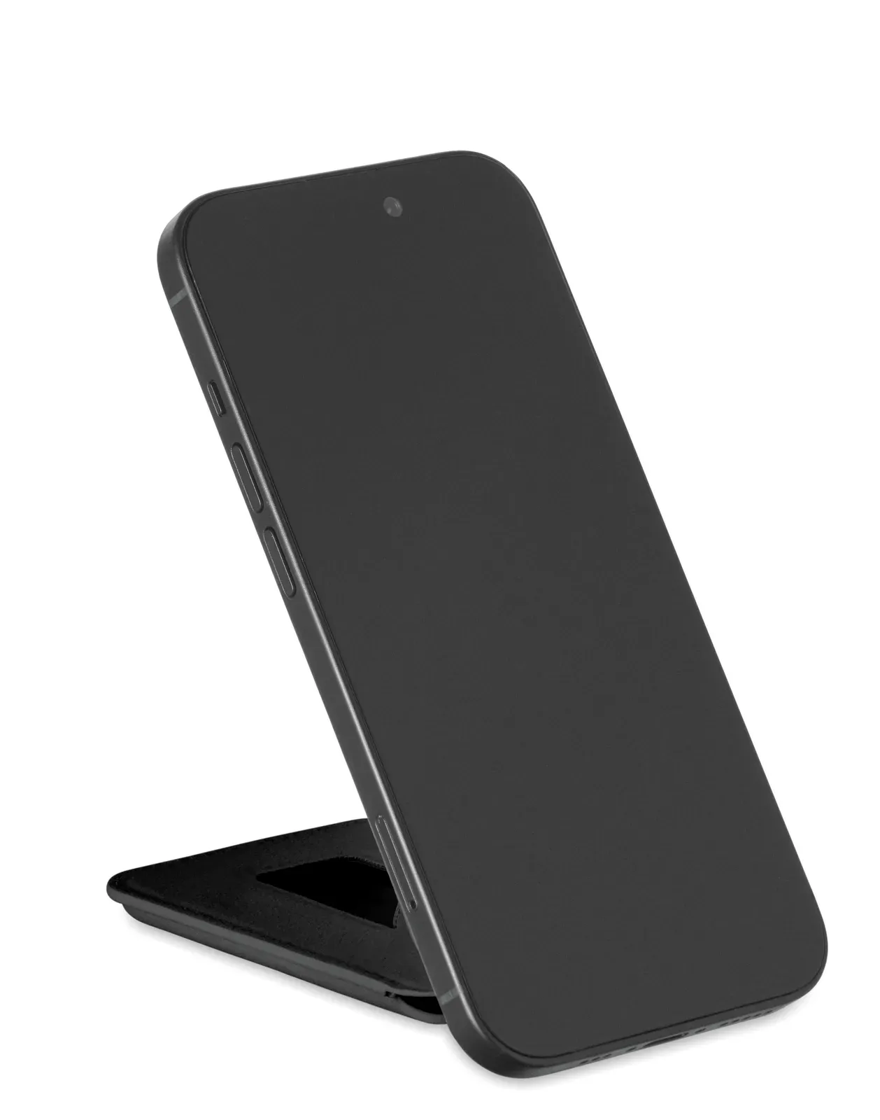 Karta Stand Magnetic PU Leather Card Holder – Holds 3 Cards, Stand Function — Black