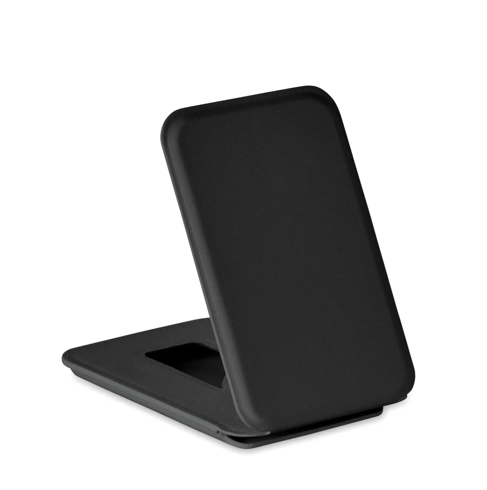 Karta Stand Magnetic PU Leather Card Holder – Holds 3 Cards, Stand Function — Black
