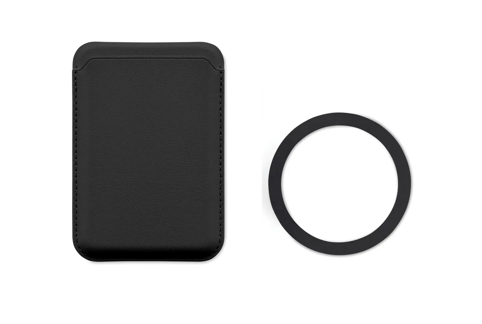 Karta Stand Magnetic PU Leather Card Holder – Holds 3 Cards, Stand Function — Black