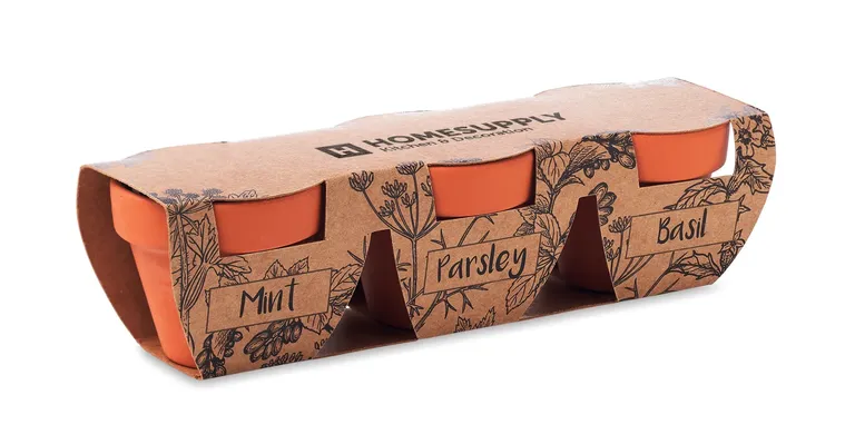 Flowerpot Terracotta 3-Herb Growing Set