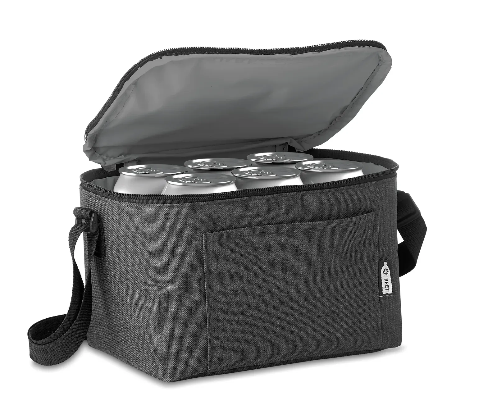 RPET Cooler Bag Cuba with 600d RPET 25X15.5X14.5 cm MO6150 Cooler Bag — Black