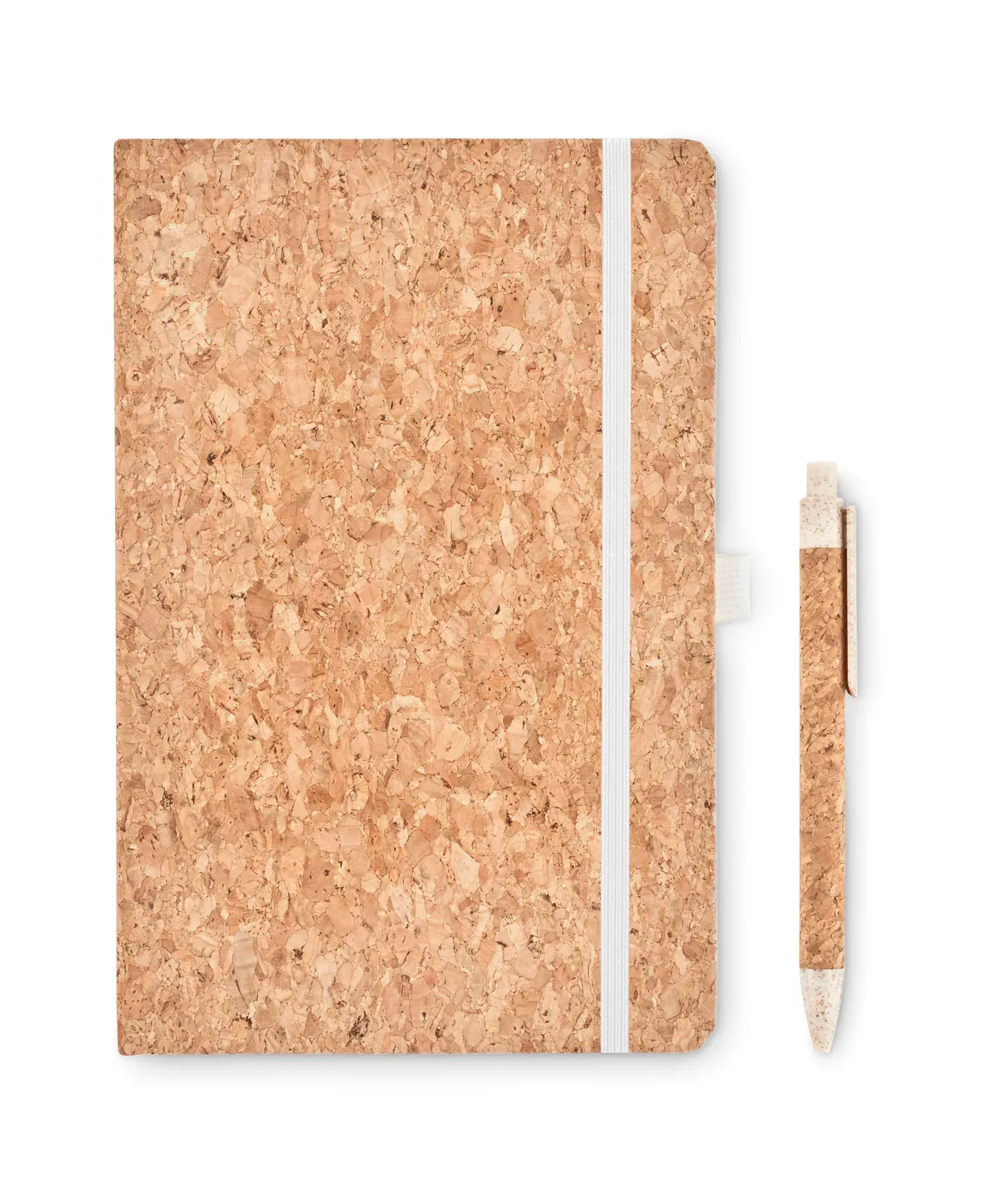 Suber Set A5 Cork Notebook & Pen Gift Set – Wheat Straw Pen Barrel, 160-Page Refill — Beige