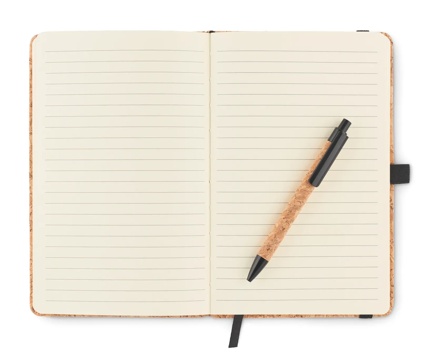 Suber Set A5 Cork Notebook & Pen Gift Set – Wheat Straw Pen Barrel, 160-Page Refill — Black