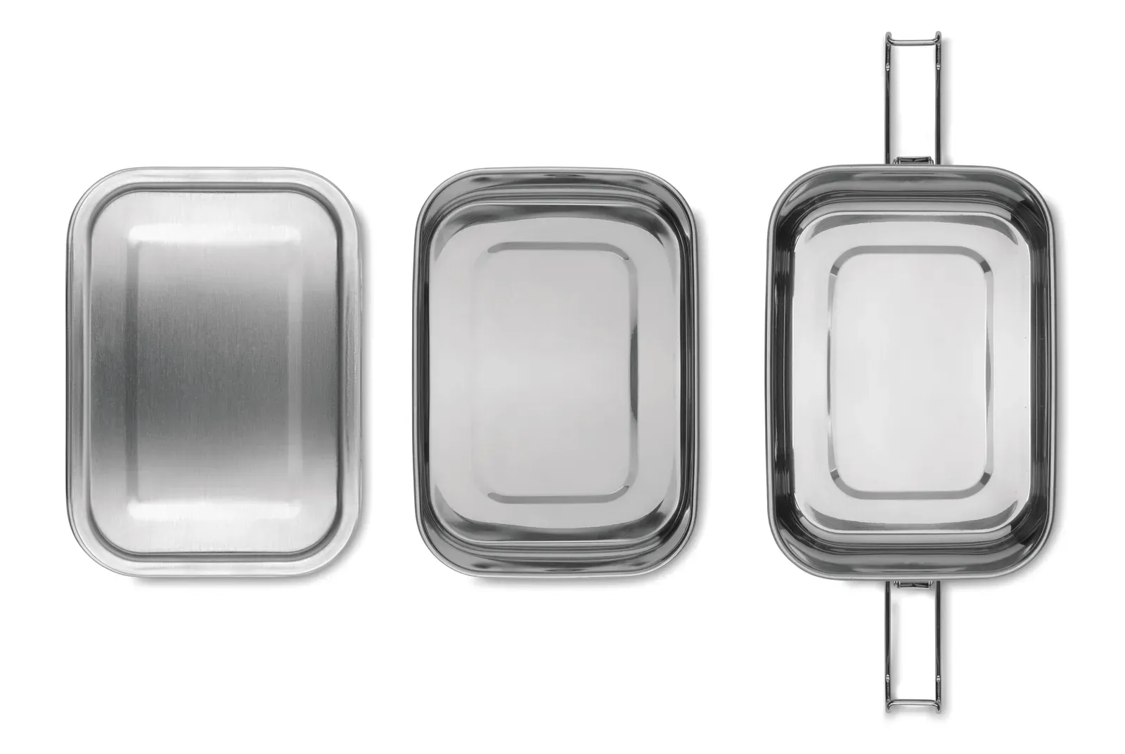 Double Chan – Stainless Steel Lunch Box 2 Compartments with Strong and Secure Side Buckles — Matt Silver
