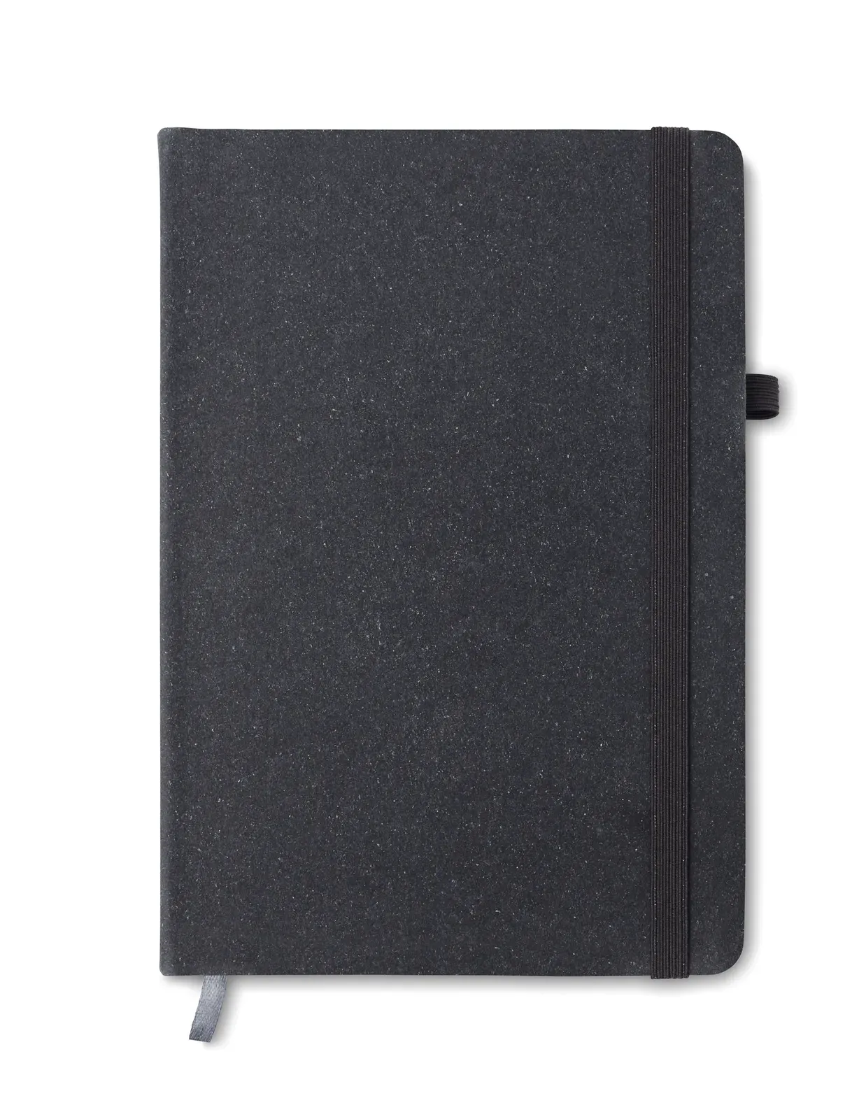 Baobab A5 Recycled Leather Notebook – 160-Page Refill with Elastic Strap & Pen Holder — Black