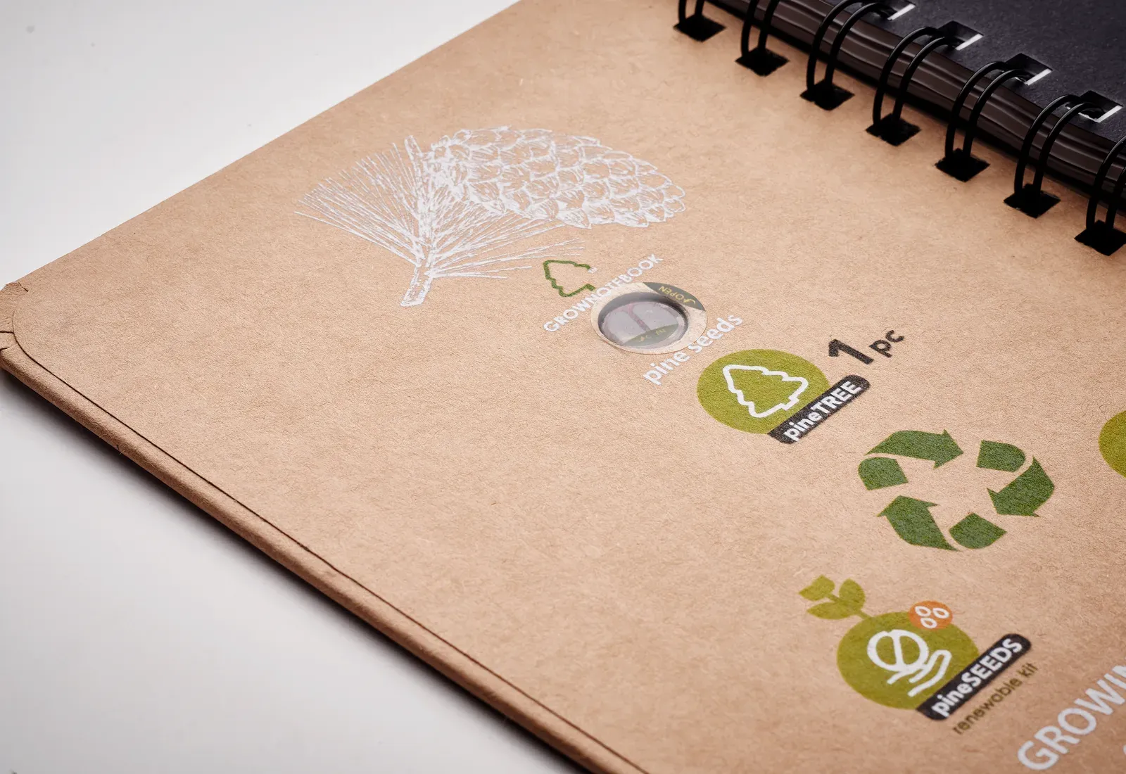 Grownotebook™ – Plantable Pine Seed Notebook, 144-Page Refill, Made in EU — Beige
