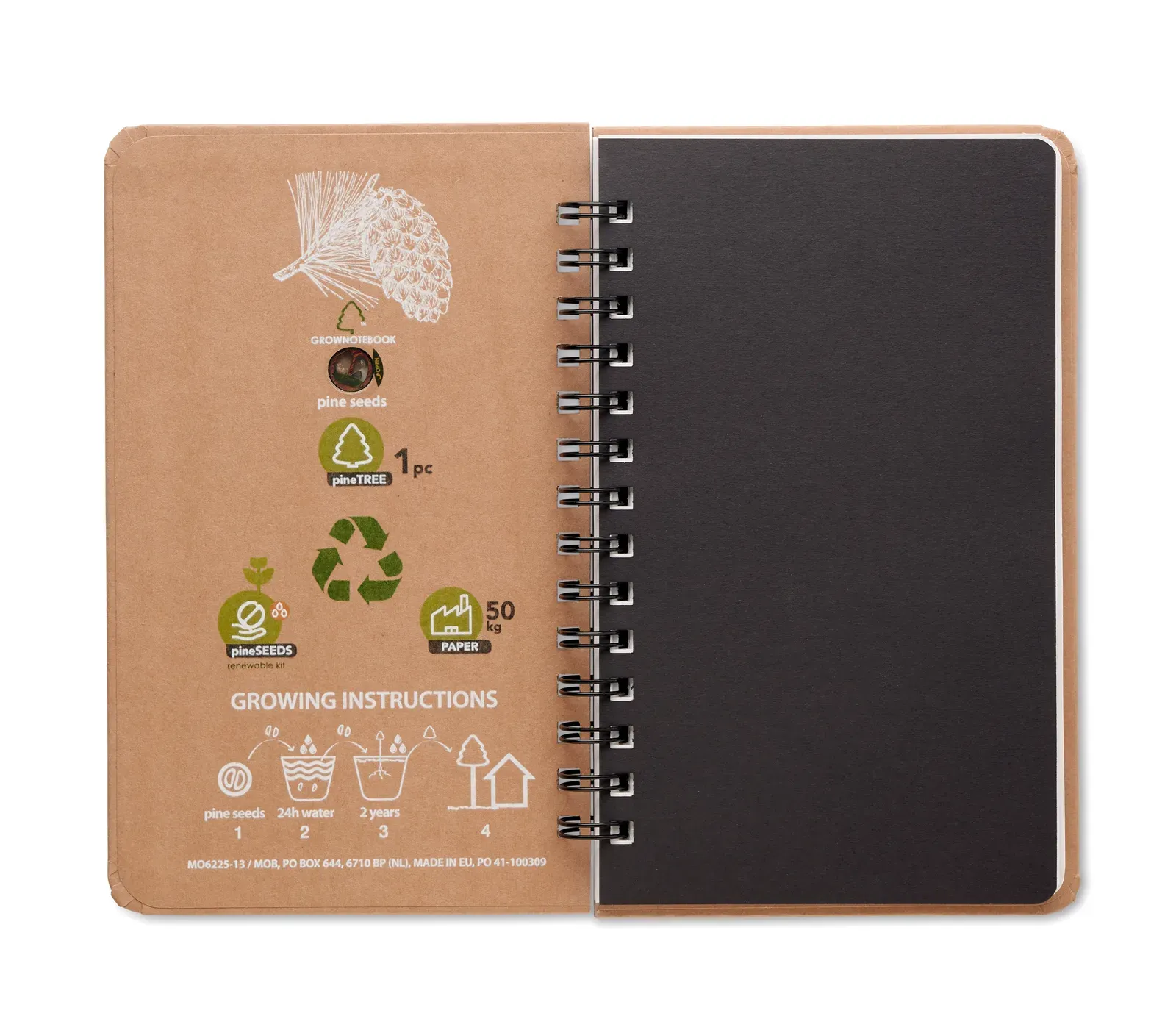 Grownotebook™ – Plantable Pine Seed Notebook, 144-Page Refill, Made in EU — Beige