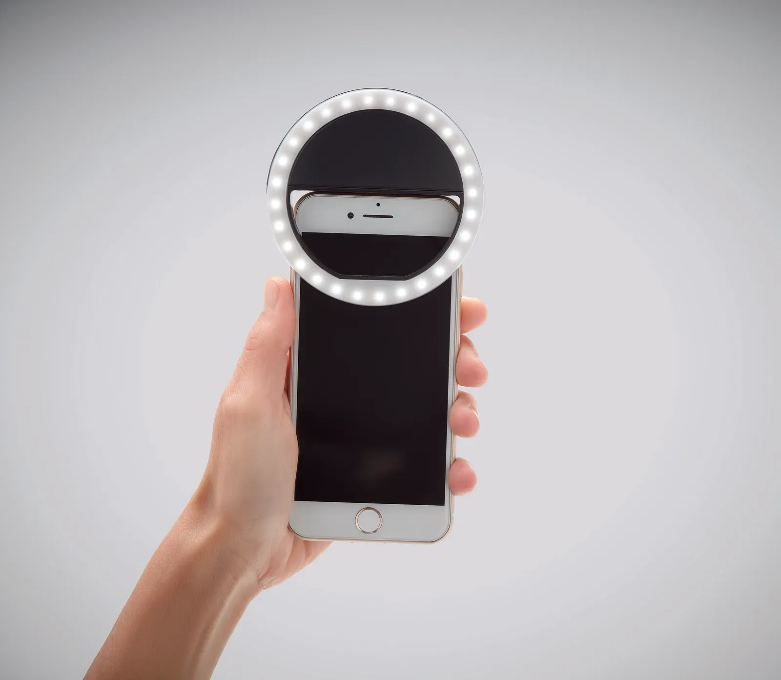 Helie Phone Holder with 28-LED Selfie Ring Light — Black