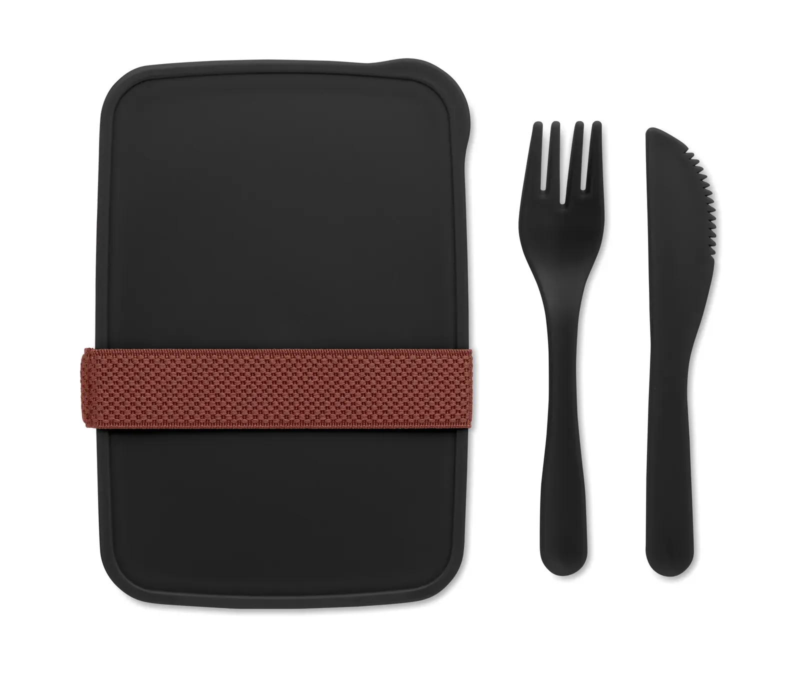 Sunday – Two-Tier PP Lunch Box with Matching Cutlery Set and a Handle; Total — Black