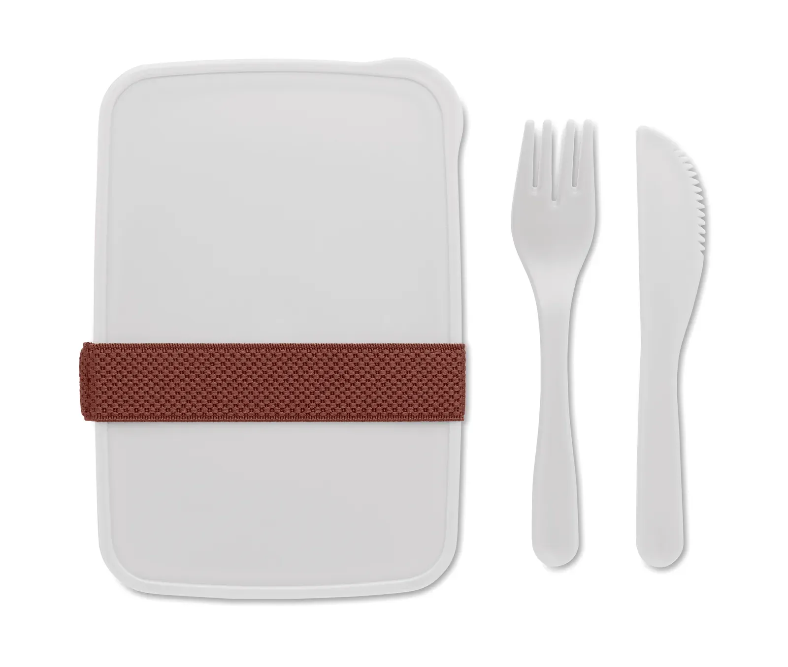 Sunday – Two-Tier PP Lunch Box with Matching Cutlery Set and a Handle; Total — White