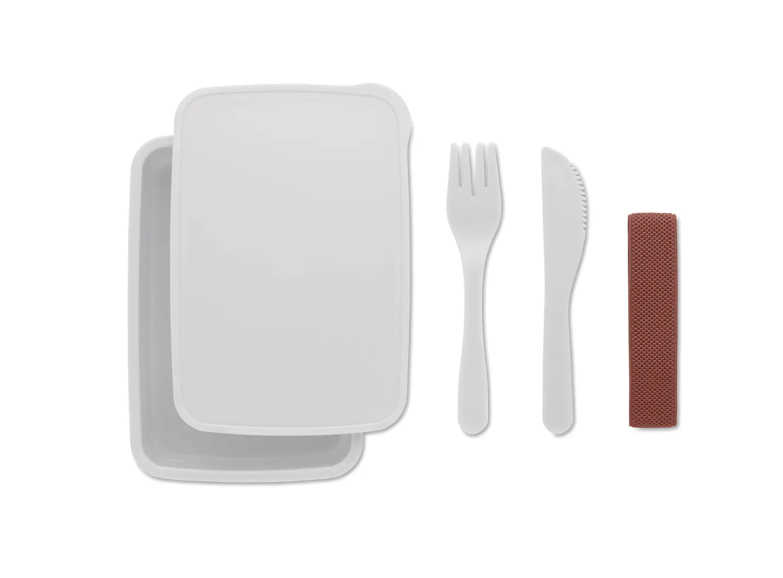 Sunday – Two-Tier PP Lunch Box with Matching Cutlery Set and a Handle; Total — White