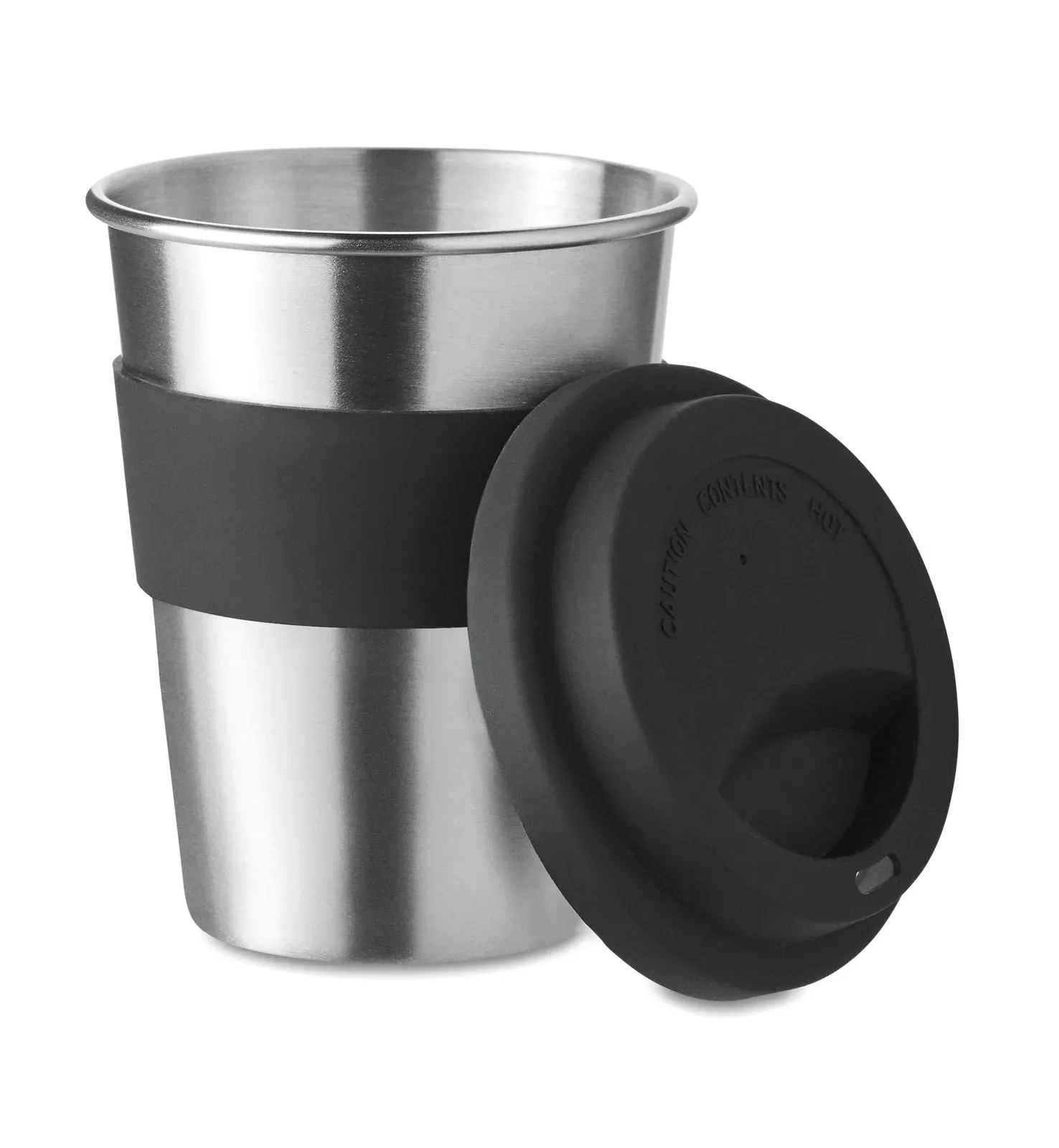 Irmug – Stainless Steel Single Wall Tumbler with Silicone Lid and Grip — Black