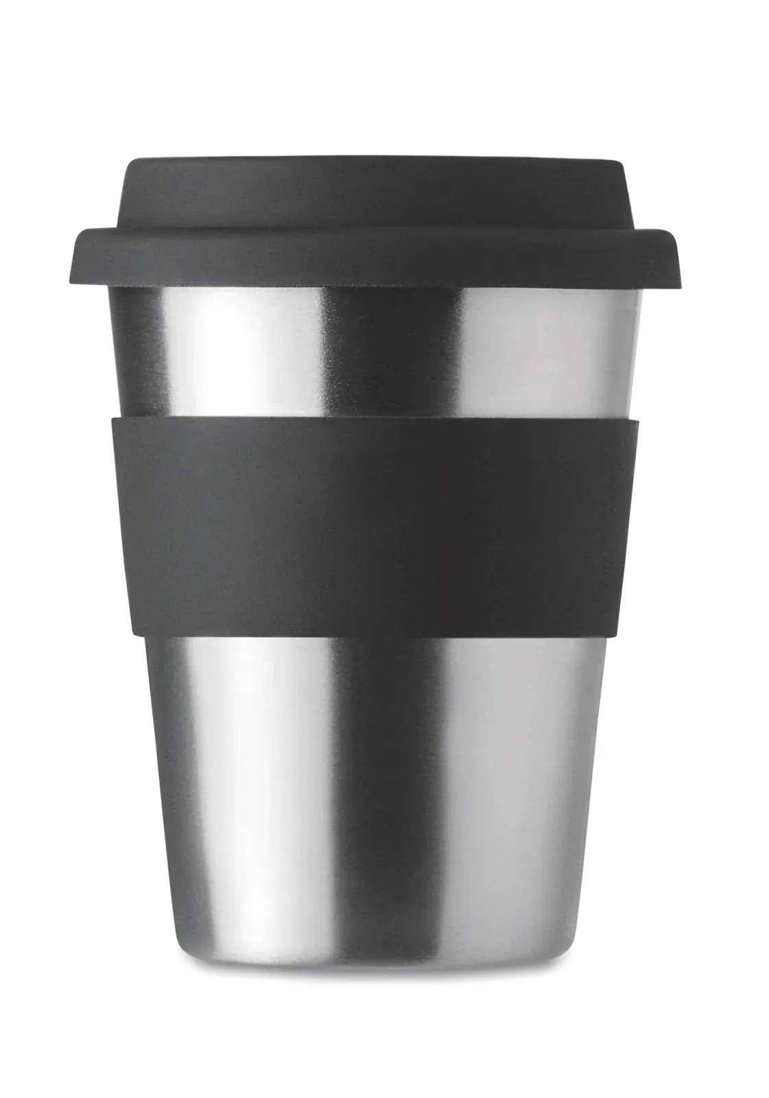 Irmug – Stainless Steel Single Wall Tumbler with Silicone Lid and Grip — Black