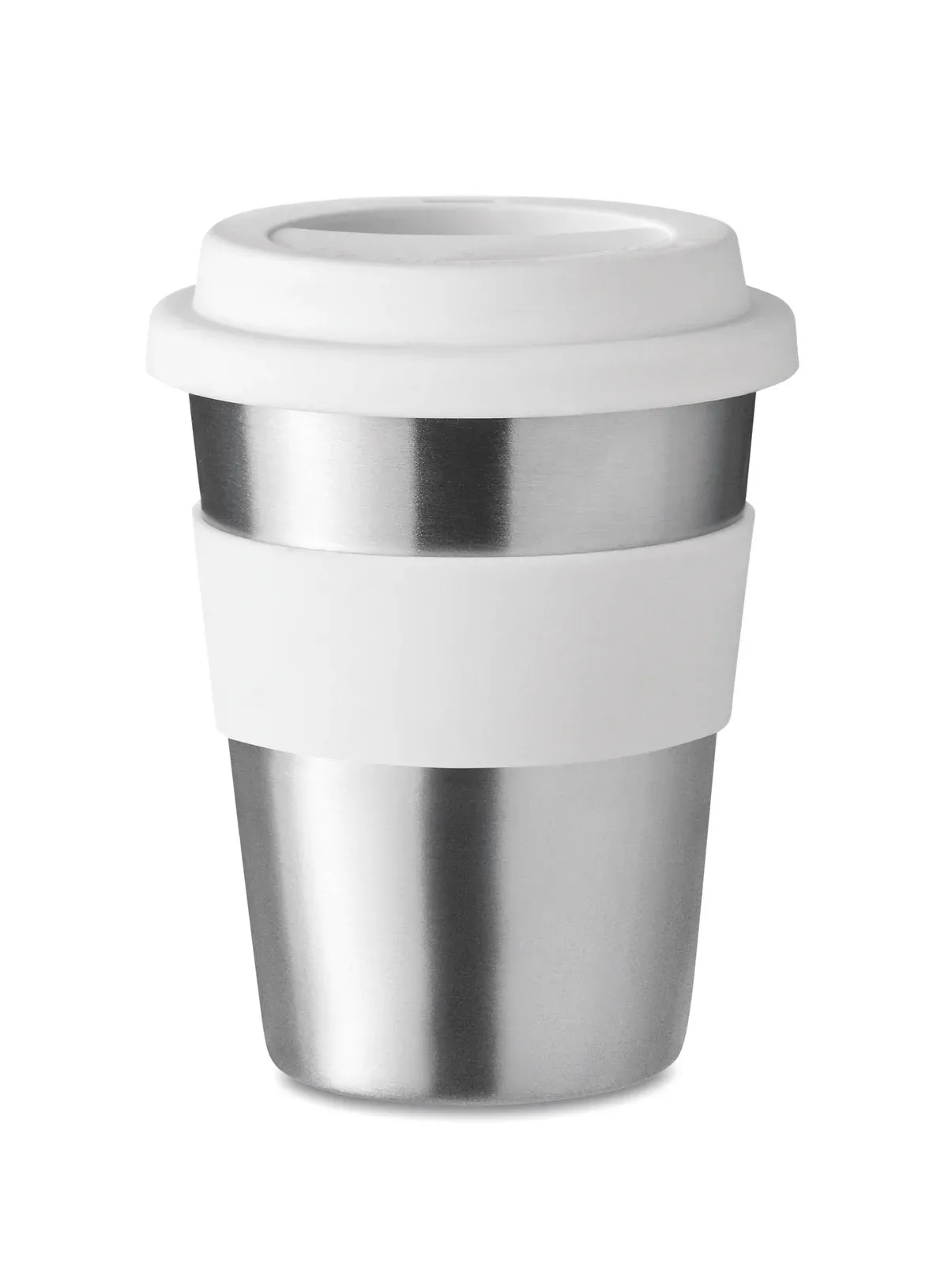 Irmug – Stainless Steel Single Wall Tumbler with Silicone Lid and Grip — White