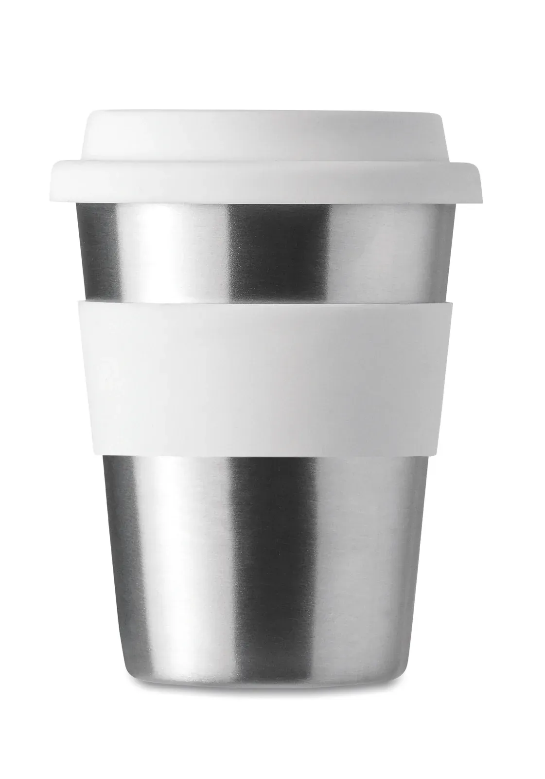 Irmug – Stainless Steel Single Wall Tumbler with Silicone Lid and Grip — White