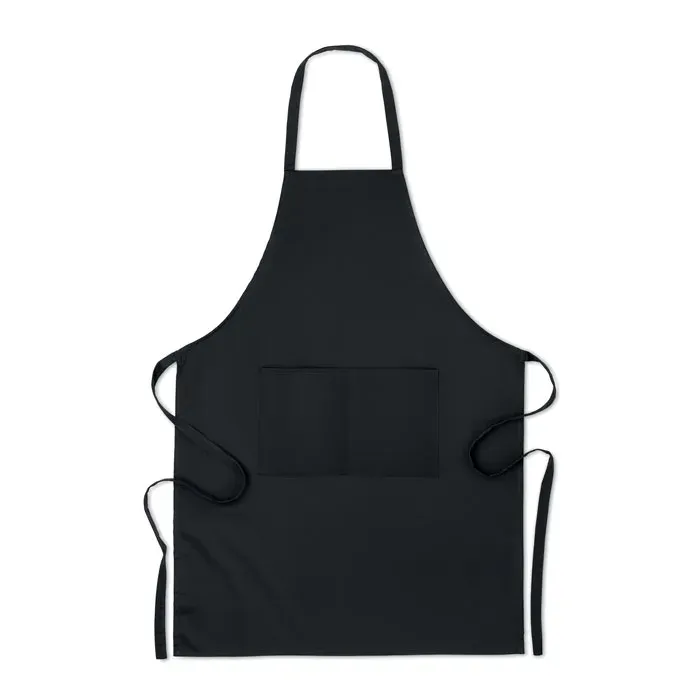 Raipur Colour – Kitchen Apron with 2 Front Pockets in Organic Cotton — Black