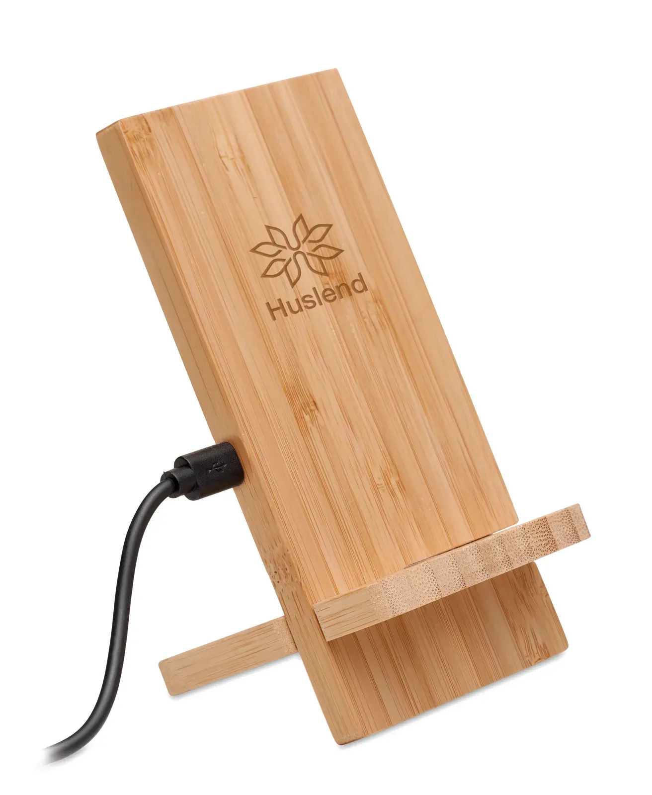 Whippy Plus Bamboo Wireless Charger Stand – Pen Holder, FSC-Certified — Wood