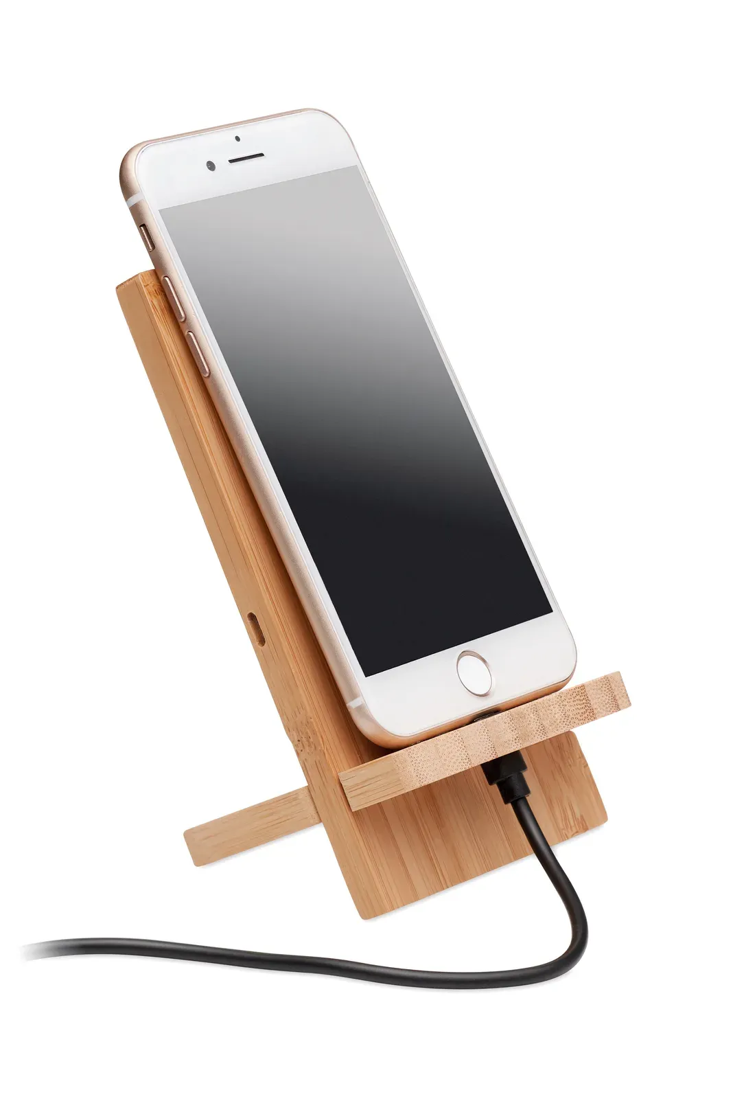 Whippy Plus Bamboo Wireless Charger Stand – Pen Holder, FSC-Certified — Wood
