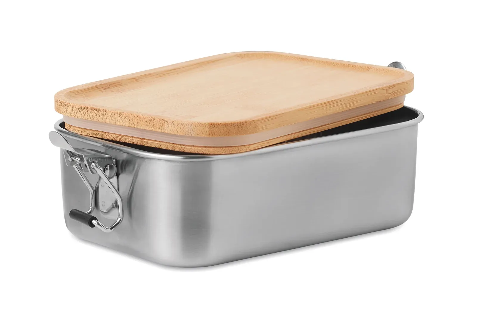 Sonabox – Stainless Steel Lunch Box with Side Closure Buckles and Bamboo Lid — Wood