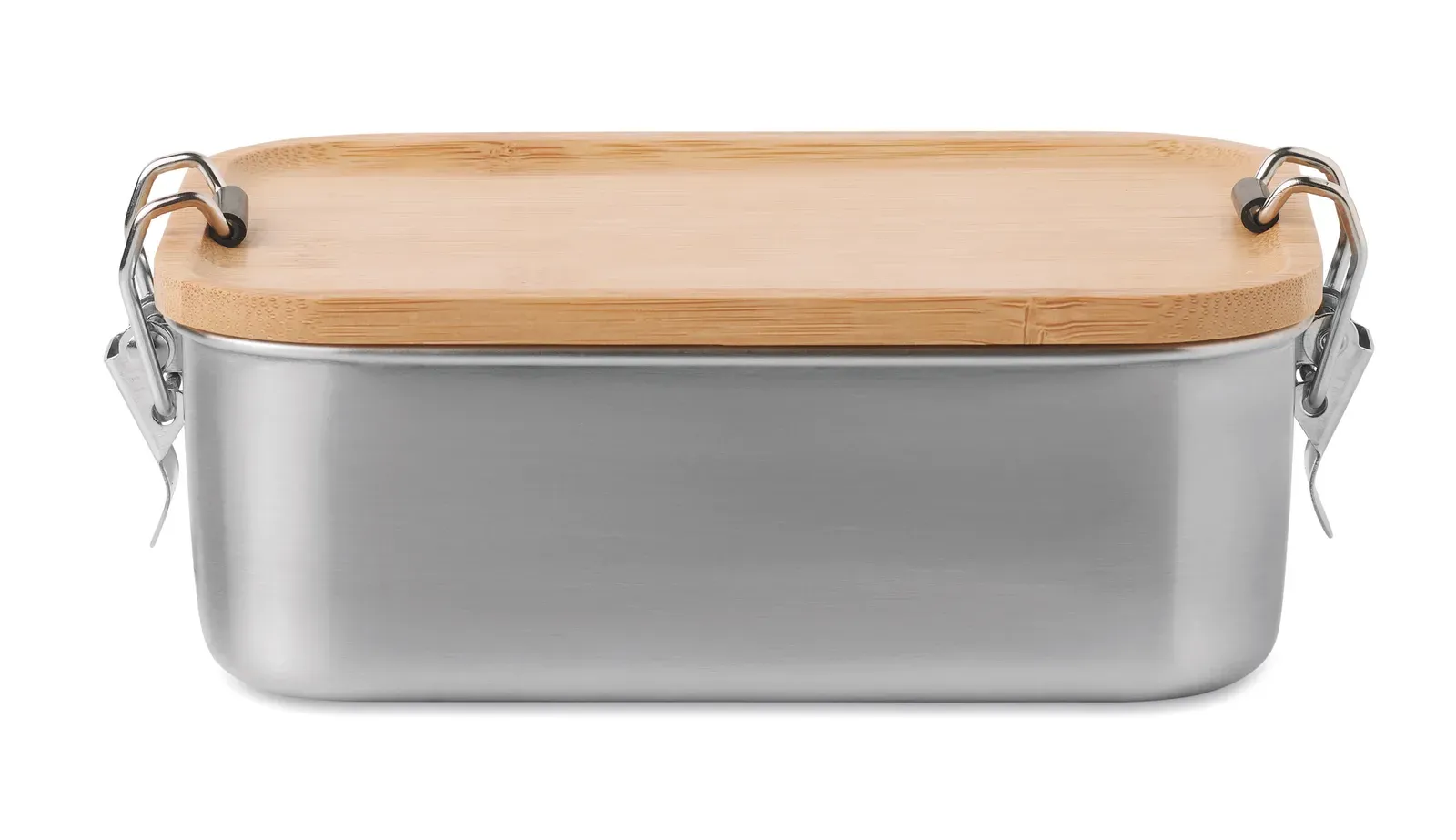 Sonabox – Stainless Steel Lunch Box with Side Closure Buckles and Bamboo Lid — Wood