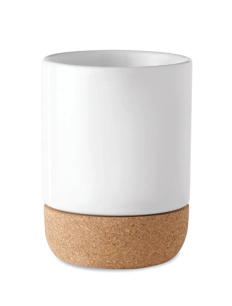 Subcork – Ceramic Mug with Special Coating for Sublimation Print and Cork Base Detail; Individual Packing in White Carton Box