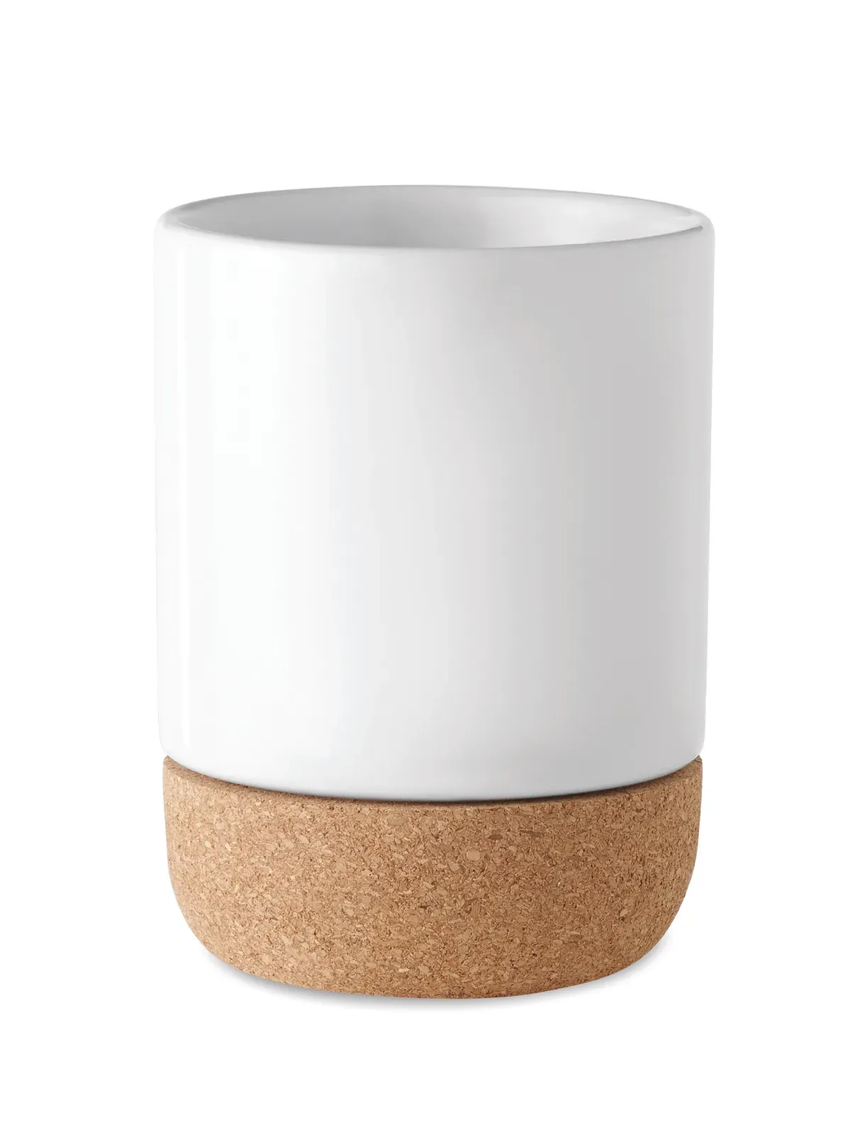 Subcork – Ceramic Mug with Special Coating for Sublimation Print and Cork Base Detail; Individual Packing in White Carton Box — White