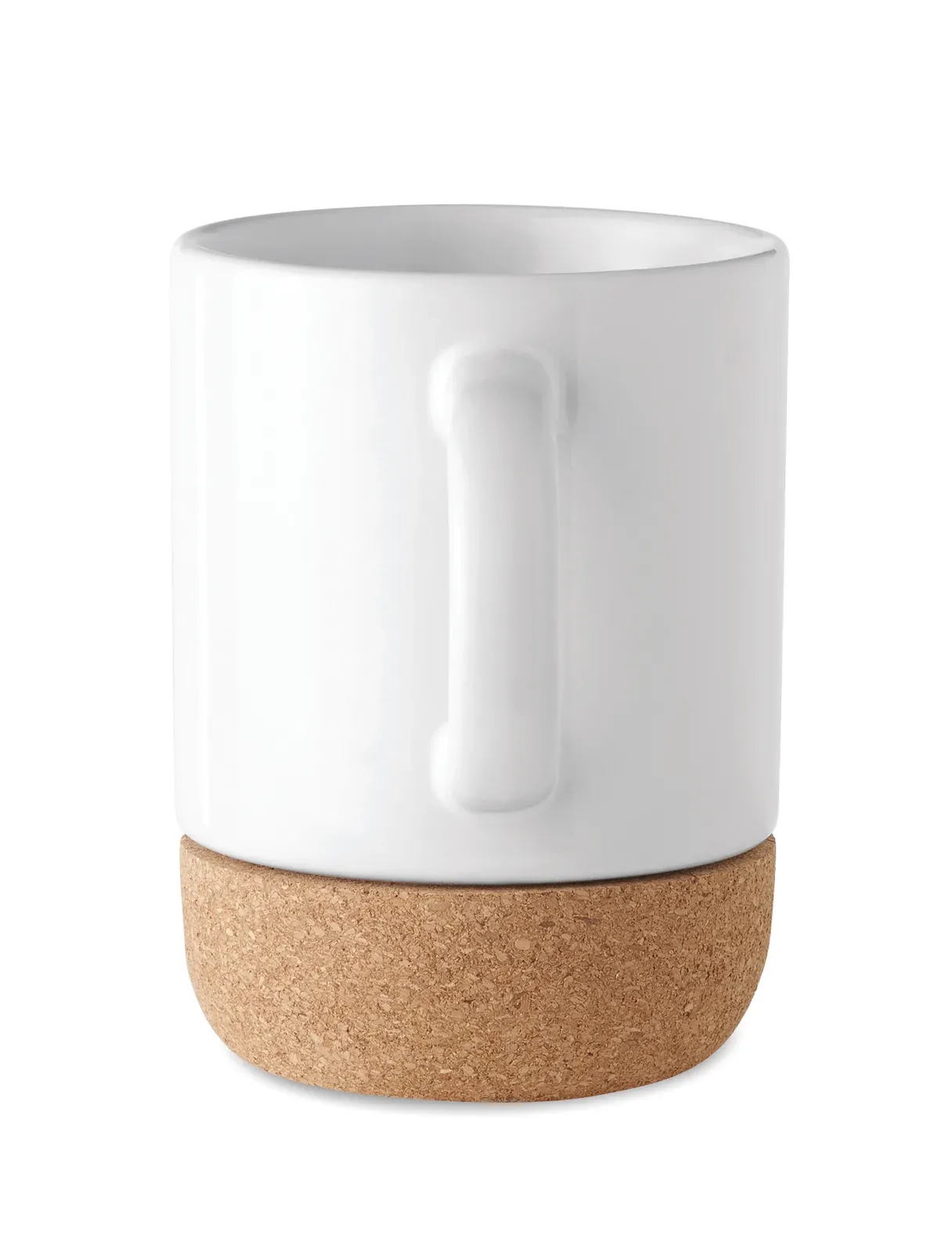 Subcork – Ceramic Mug with Special Coating for Sublimation Print and Cork Base Detail; Individual Packing in White Carton Box — White
