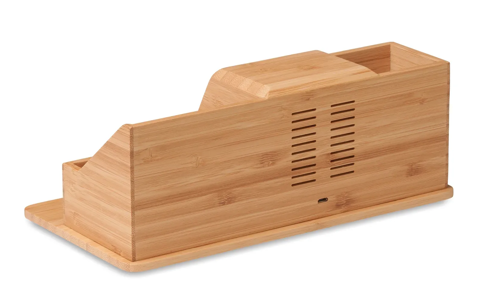 Groovy Bamboo Desk Organizer – 10W Wireless Charging Phone Stand, FSC-Certified — Wood