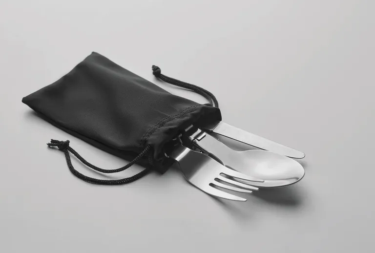 Stapi Set – 3-Piece Stainless Steel Camping Utensils Set in RPET Pouch