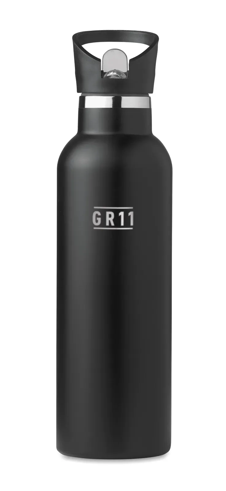 Tiksi – Insulated Stainless Steel Flask with Non-Leak Screw Cap and Additional Interchangeable Built-in Straw Cap — Black