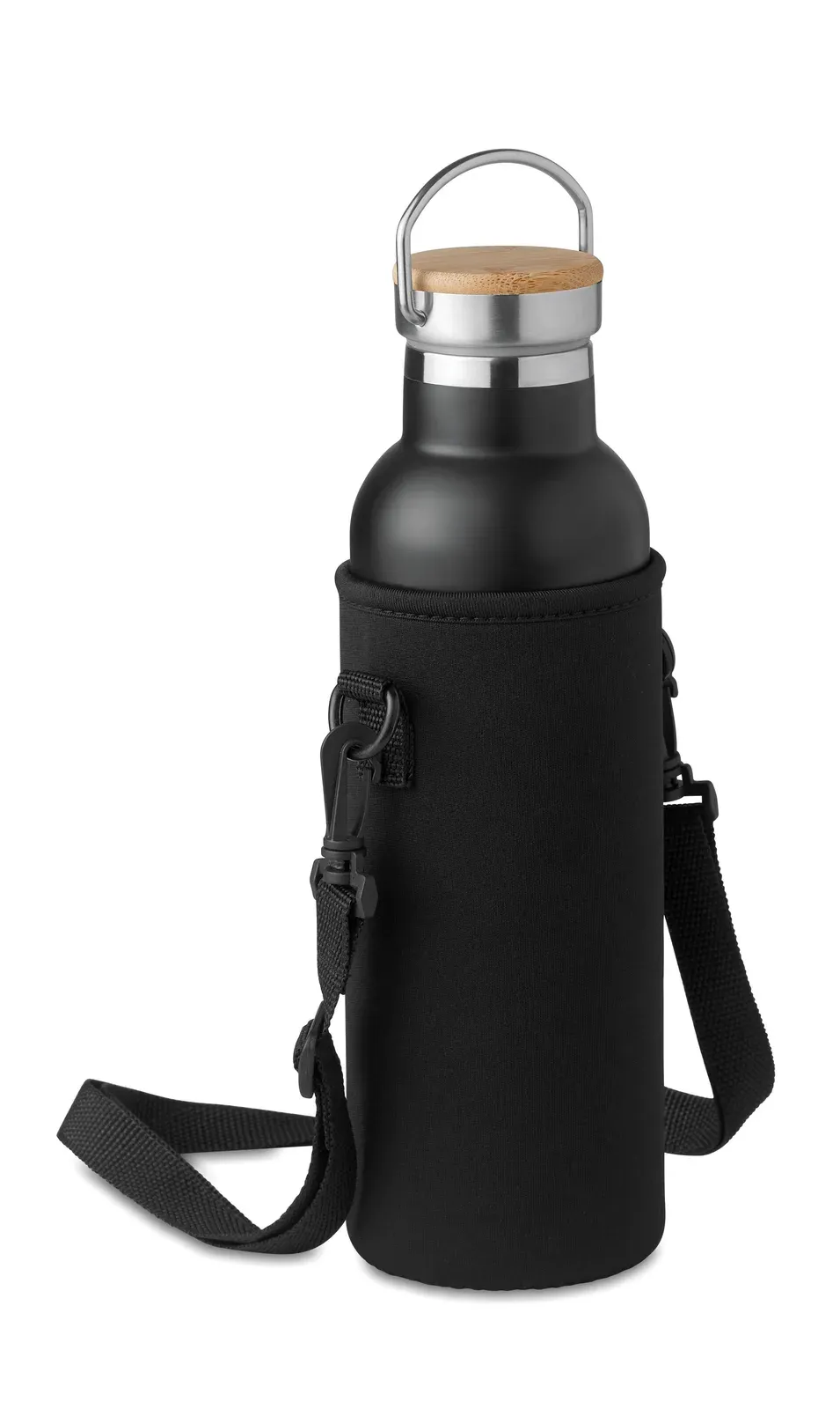 Tiksi – Insulated Stainless Steel Flask with Non-Leak Screw Cap and Additional Interchangeable Built-in Straw Cap — Black