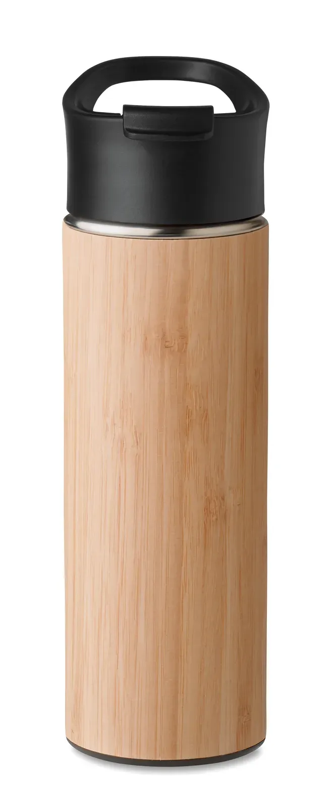 Nanda – Double Wall Stainless Steel Insulating Vacuum Flask with Bamboo Outer Cover and Grip Lid in PP — Wood