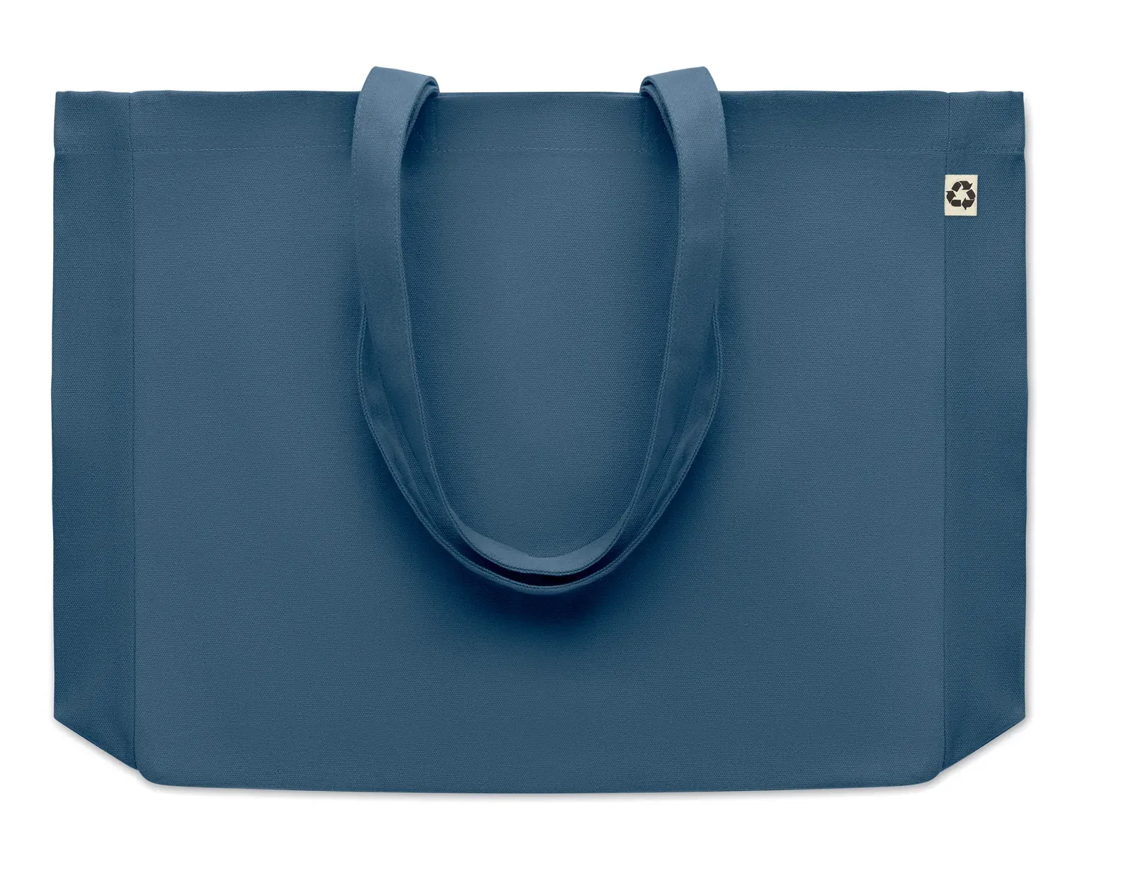 Recycled Cotton Shopping Bag Respect Coloured with Long Handles — Blue