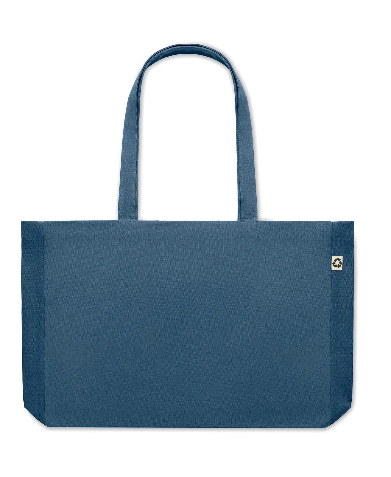 Recycled Cotton Shopping Bag Respect Coloured with Long Handles — Blue