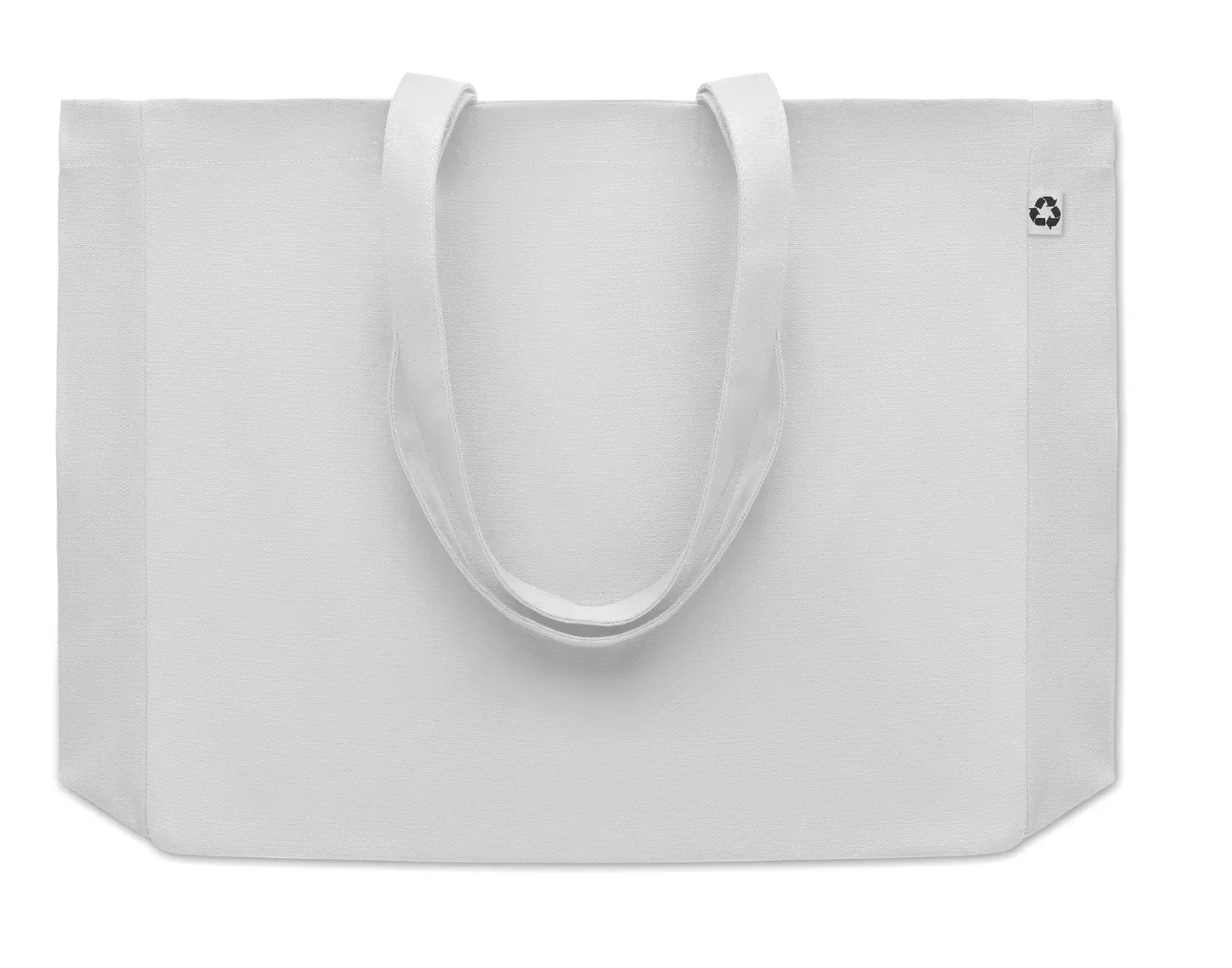 Recycled Cotton Shopping Bag Respect Coloured with Long Handles — White
