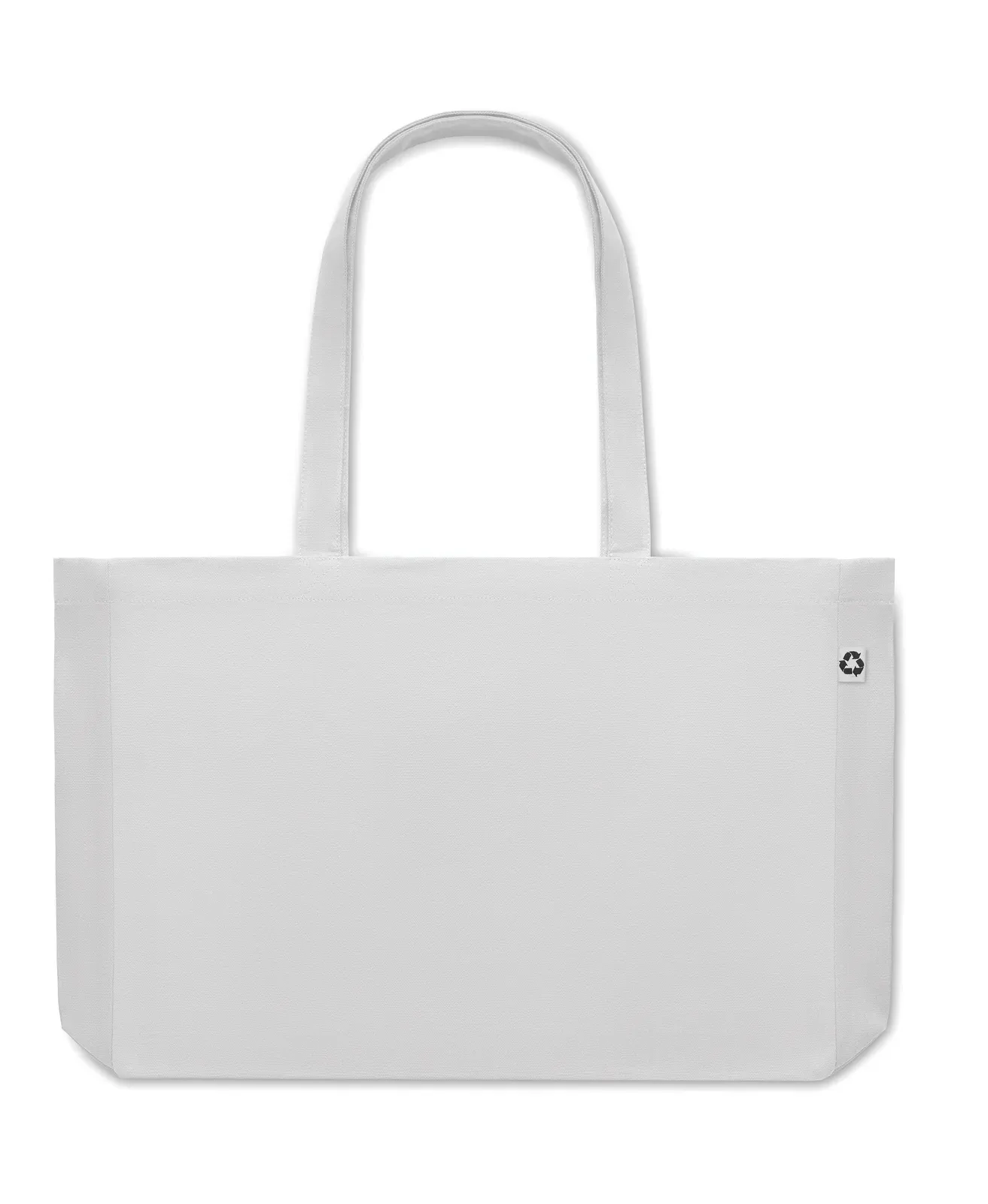 Recycled Cotton Shopping Bag Respect Coloured with Long Handles — White