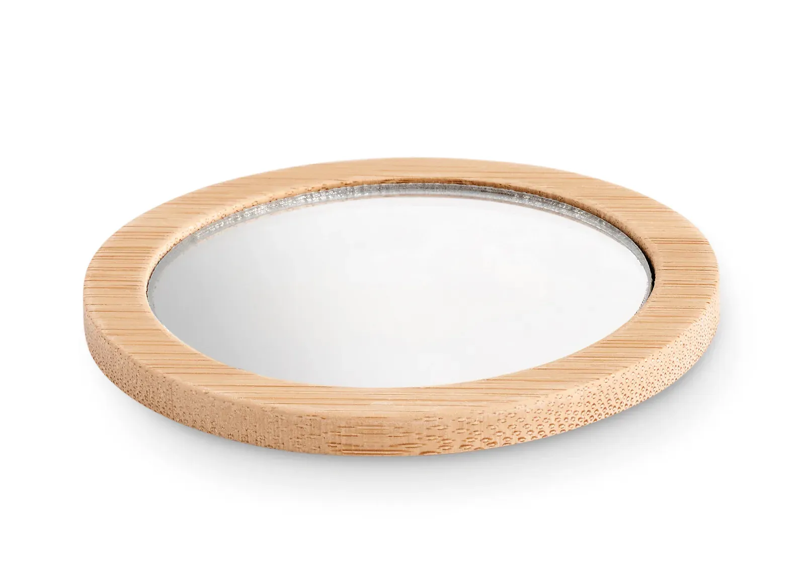 Malay FSC Bamboo Magnifying Makeup Mirror Cotton Pouch 12x8cm — Wood