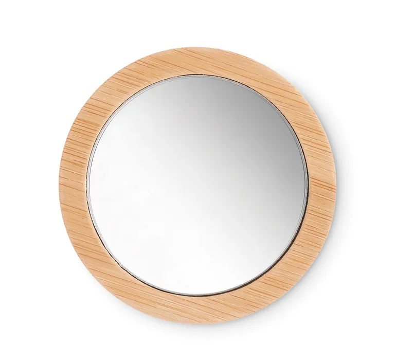 Malay FSC Bamboo Magnifying Makeup Mirror Cotton Pouch 12x8cm