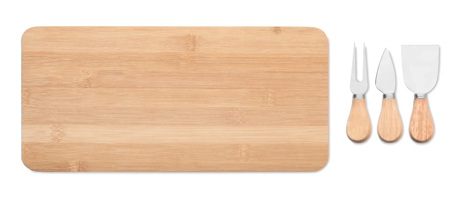 Glenavy – Bamboo Cheese Set with a Serving Board, 2 Serving Knives and a Fork — Wood