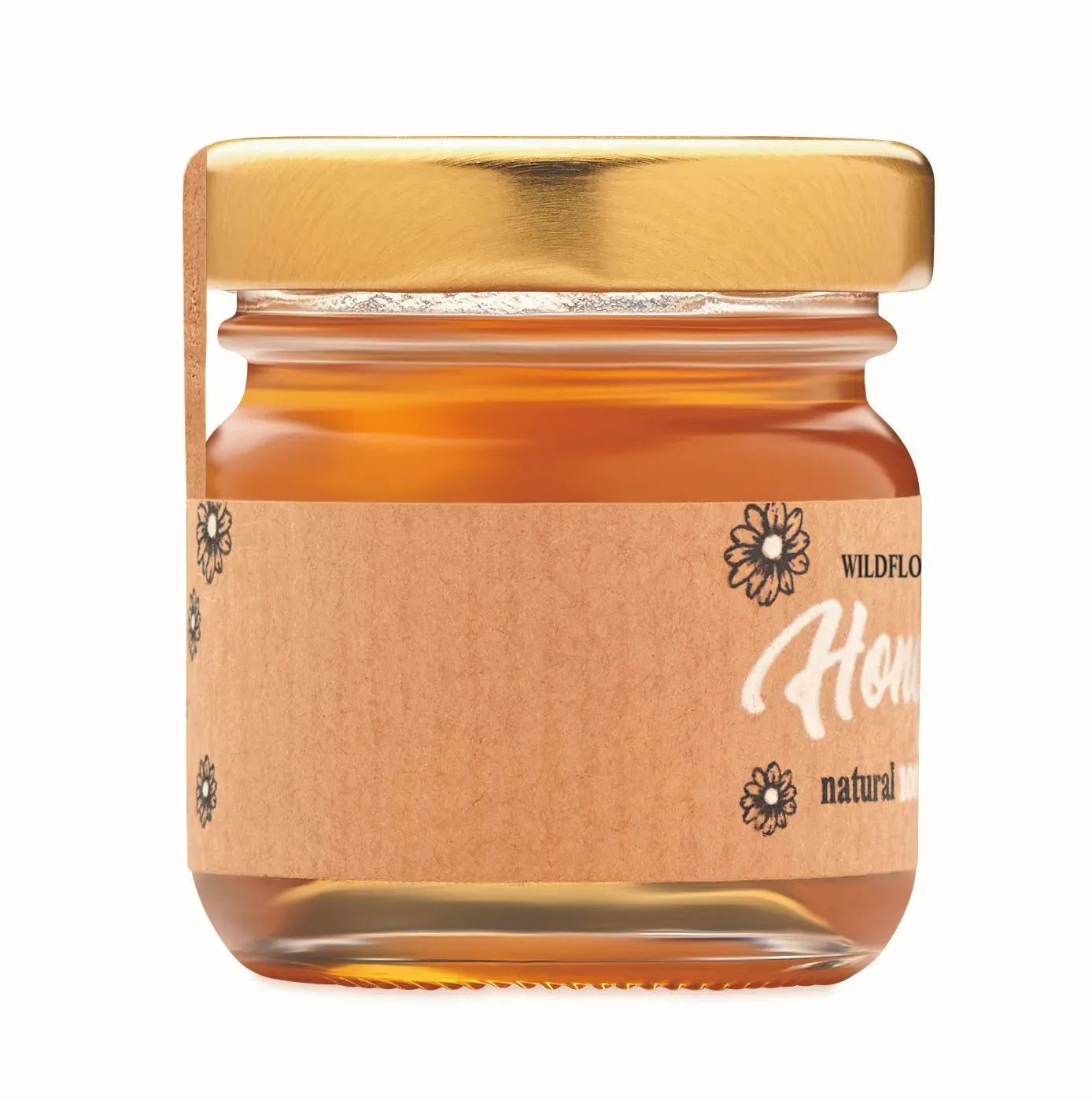Bumle – Wildflower Honey Jar (50g) with a Wooden Honey Dipper; Comes in a Kraft Paper Box; Including Honey Bee Flower Seeds — Wood
