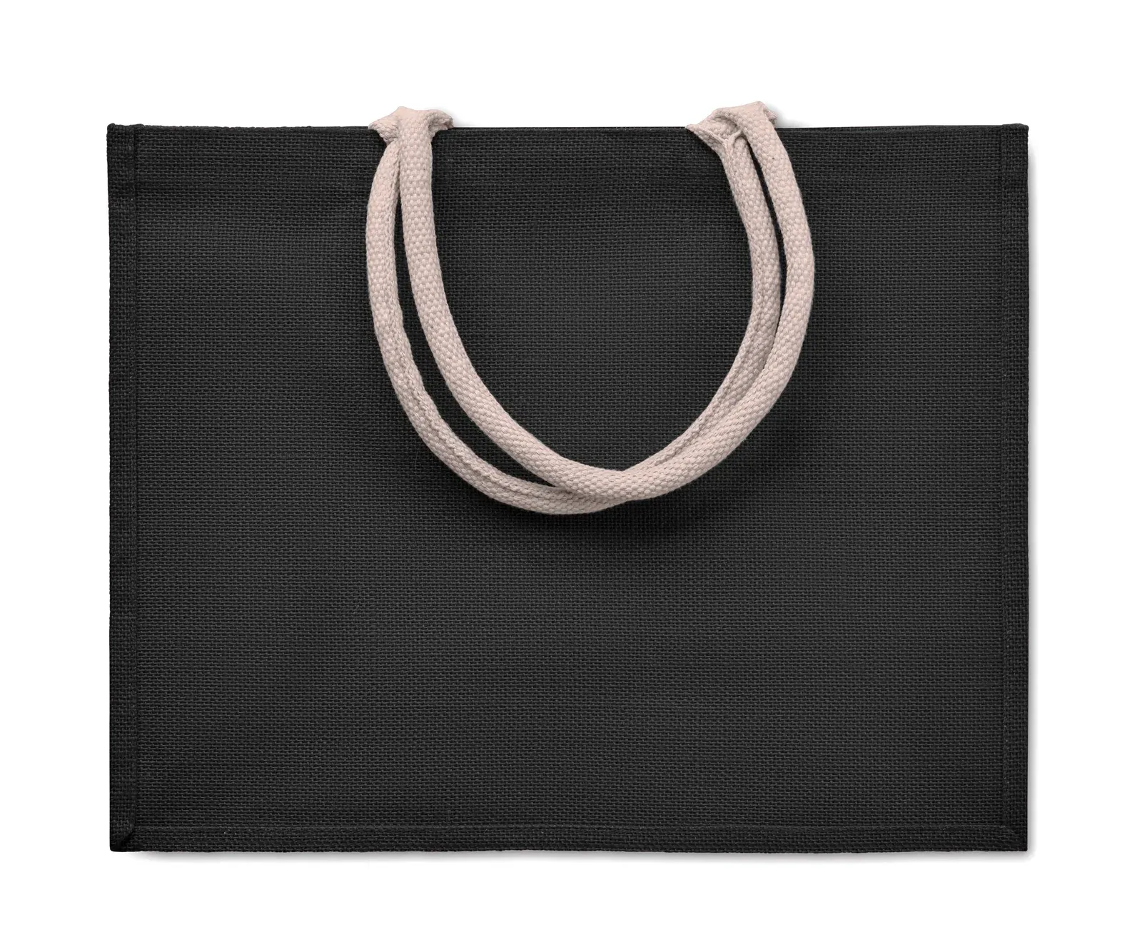 Cotton Beach Bag Aura with Short Handles 43X20X34 cm MO6443 Beach Bag — Black