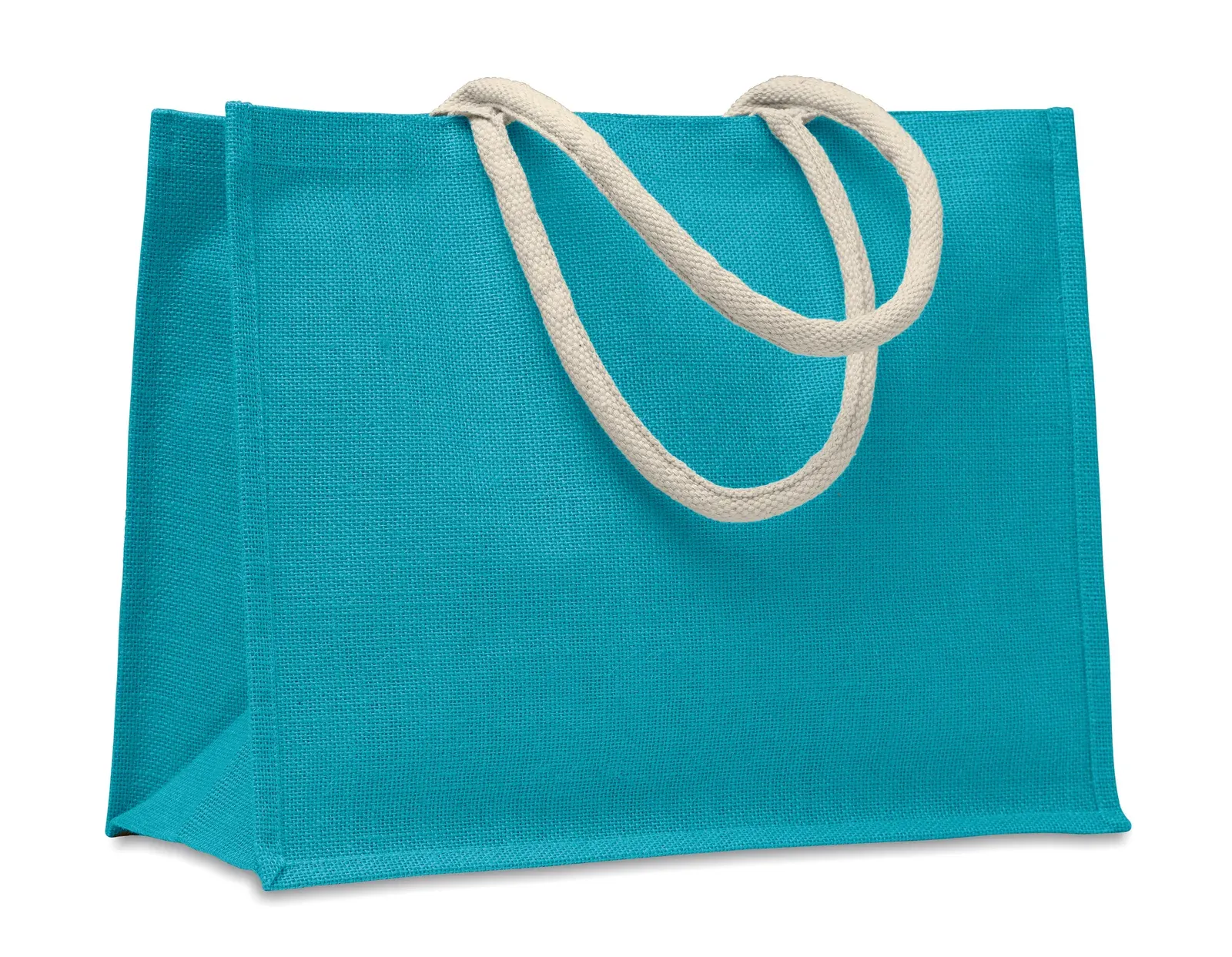 Cotton Beach Bag Aura with Short Handles 43X20X34 cm MO6443 Beach Bag — Turquoise