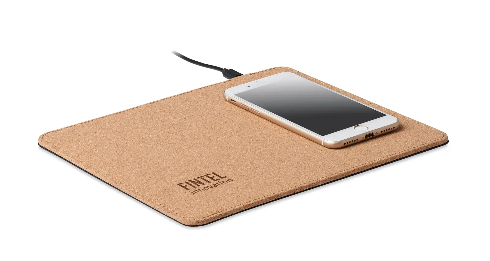 Wireless Matty Cork Mouse Mat with 15W Wireless Charger — Beige
