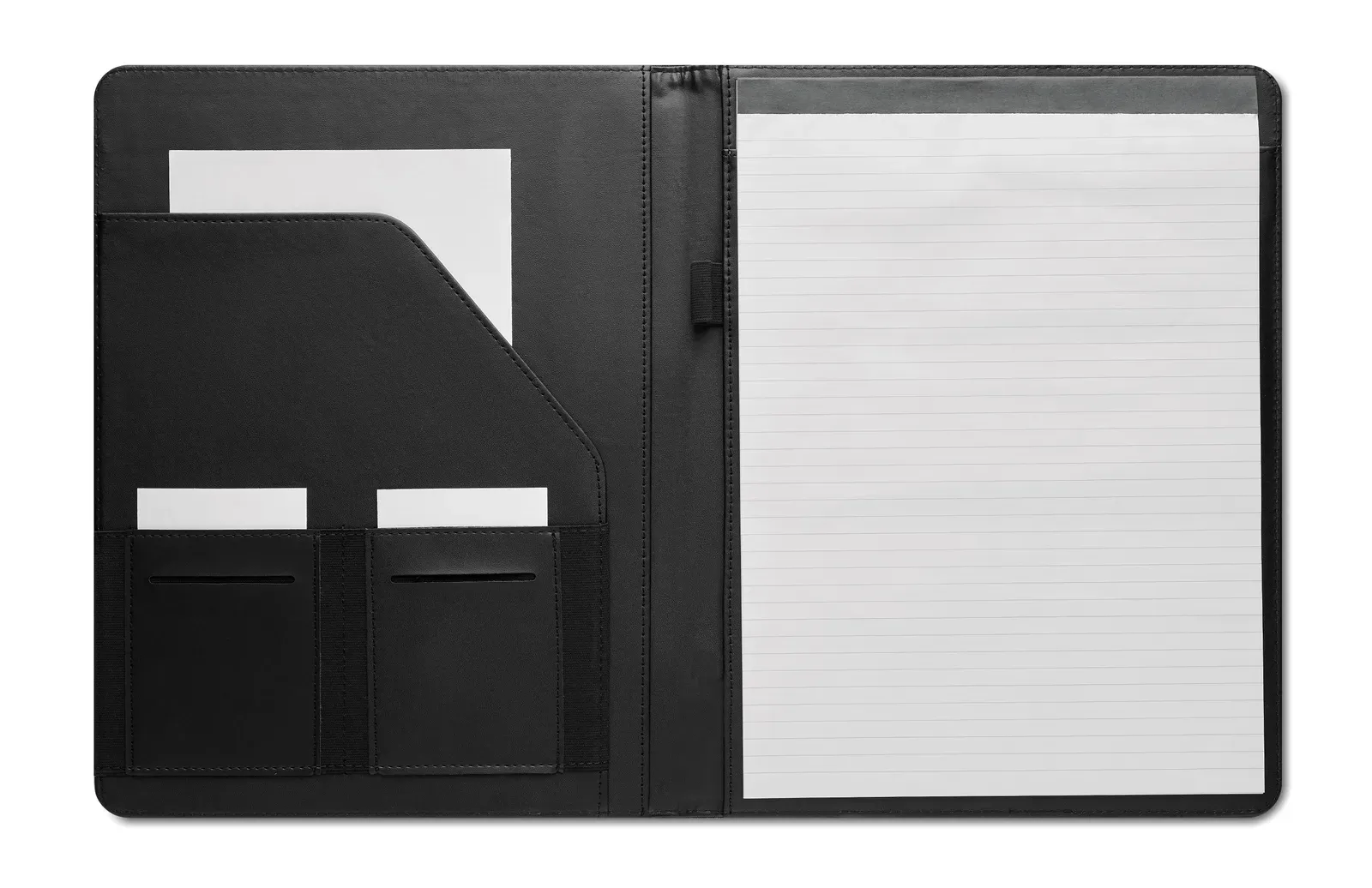 Casove A4 RPET Conference Folder – Bamboo Paper Notepad & Dual Card Holders — Black