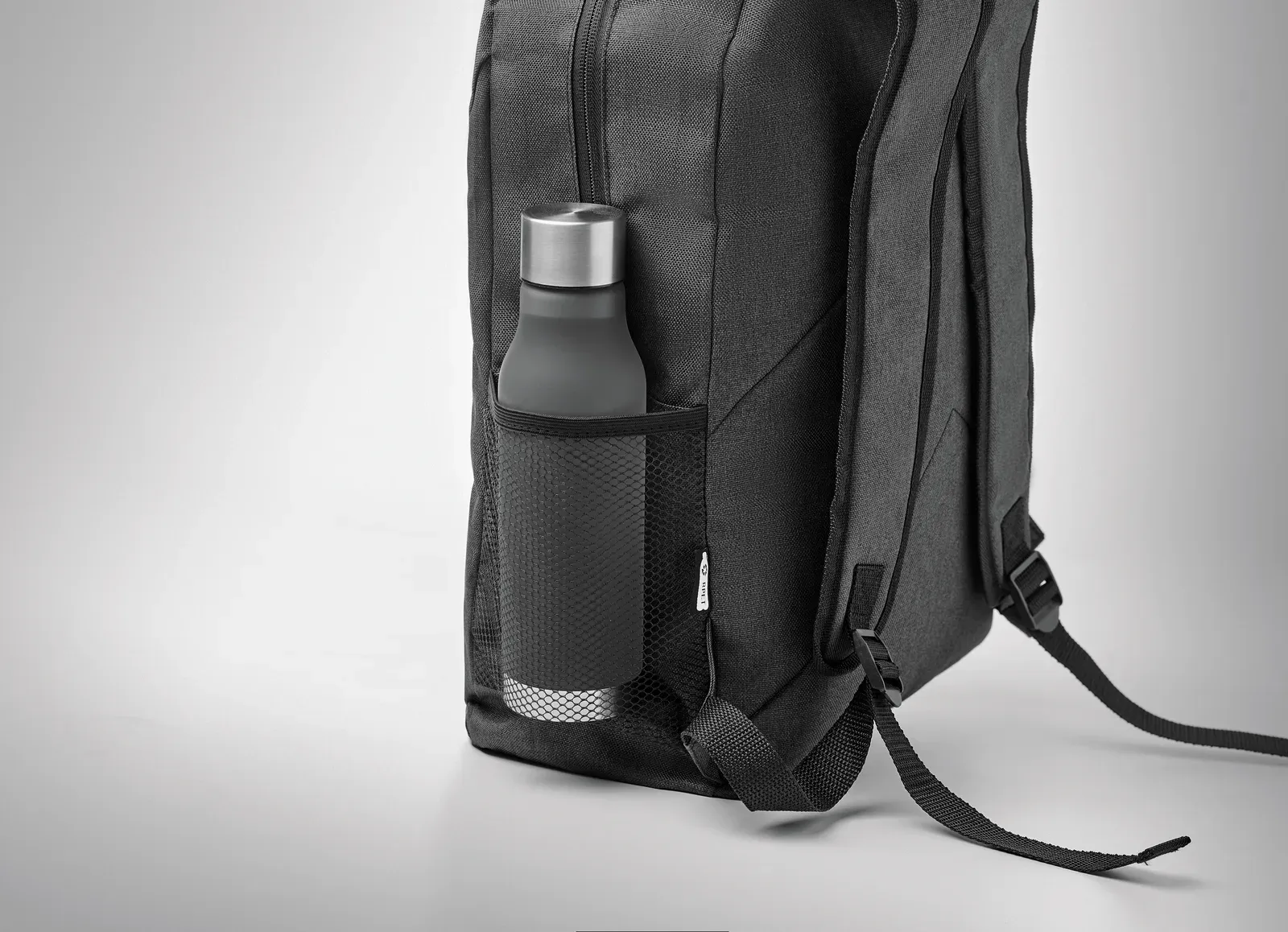 RPET Backpack Siena with Zippered Pocket 31X15X44 cm MO6515 Backpack — Black